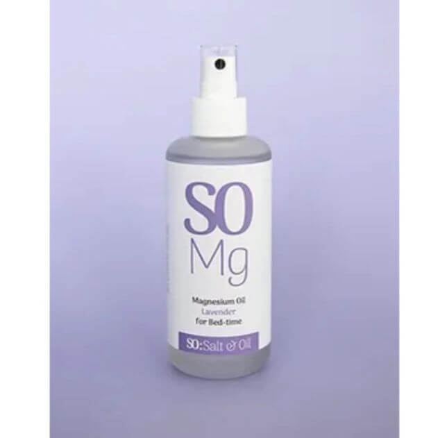lavender magnesium oil spray for sleep and relaxation in glass bottle