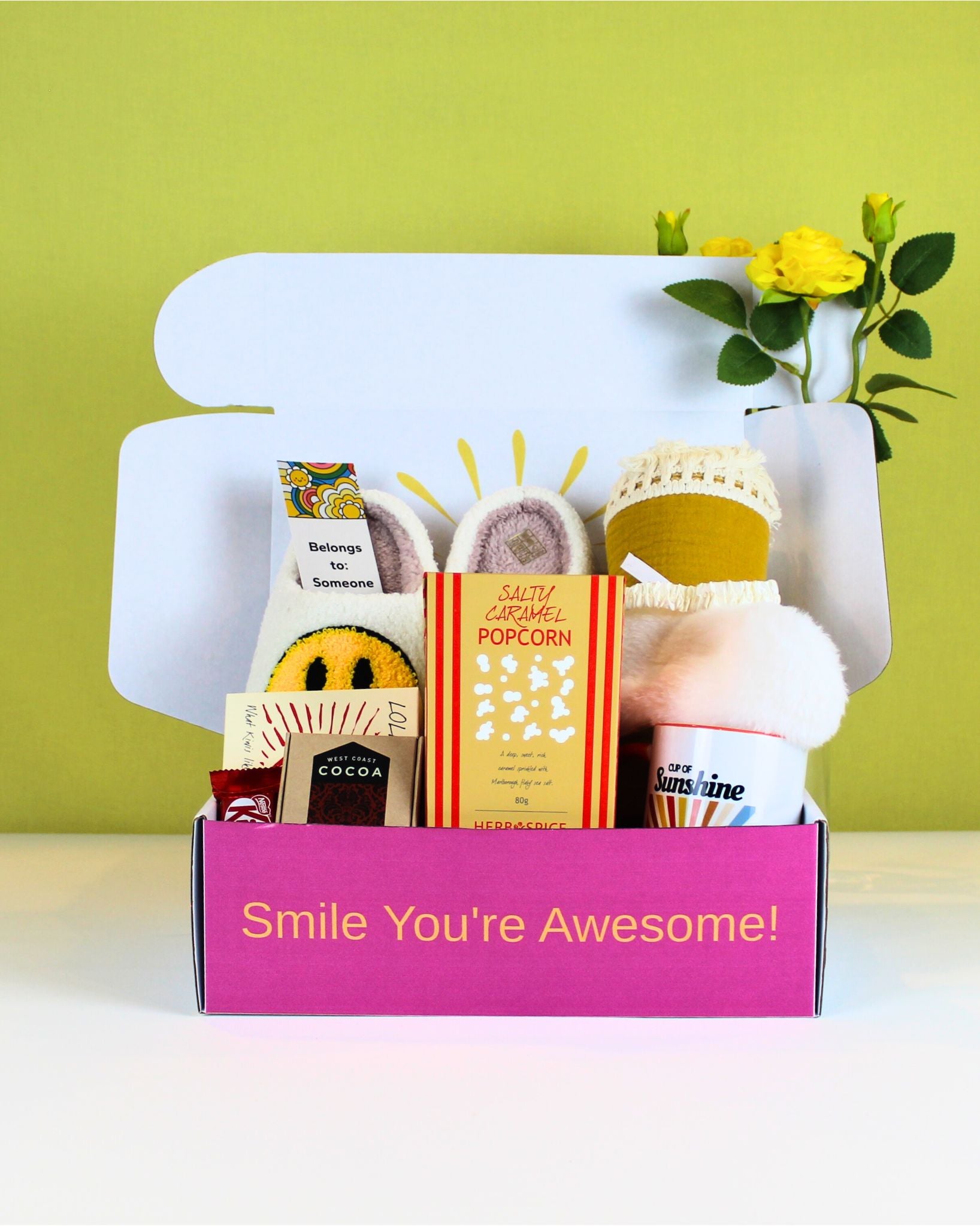 One Cosy Night Box-Full NZ – playful and thoughtful gift box with cosy items and personalised card, perfect for birthdays, thank-yous, or just-because gifts across New Zealand.
