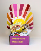 Petite Thinking of You Gift Box NZ – keepsake magnet, random mandala candle, and personalised card, beautifully packaged for NZ-wide delivery, perfect for small thoughtful gifts.
